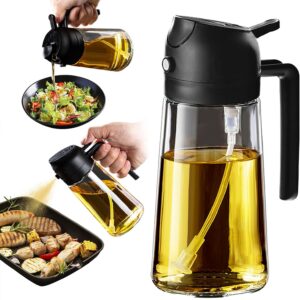 TrendPlain 16oz/470ml Glass Olive Oil Sprayer for Cooking - 2 in 1 One